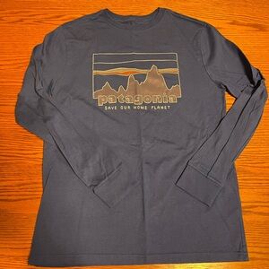 Patagonia Youth Navy Long Sleeve Graphic Shirt